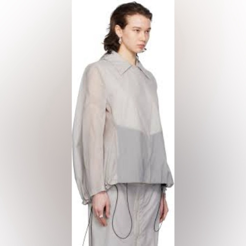 JOHANNA PARV Designer Hooded Shell Jacket Sz S Light Grey New Without Tag